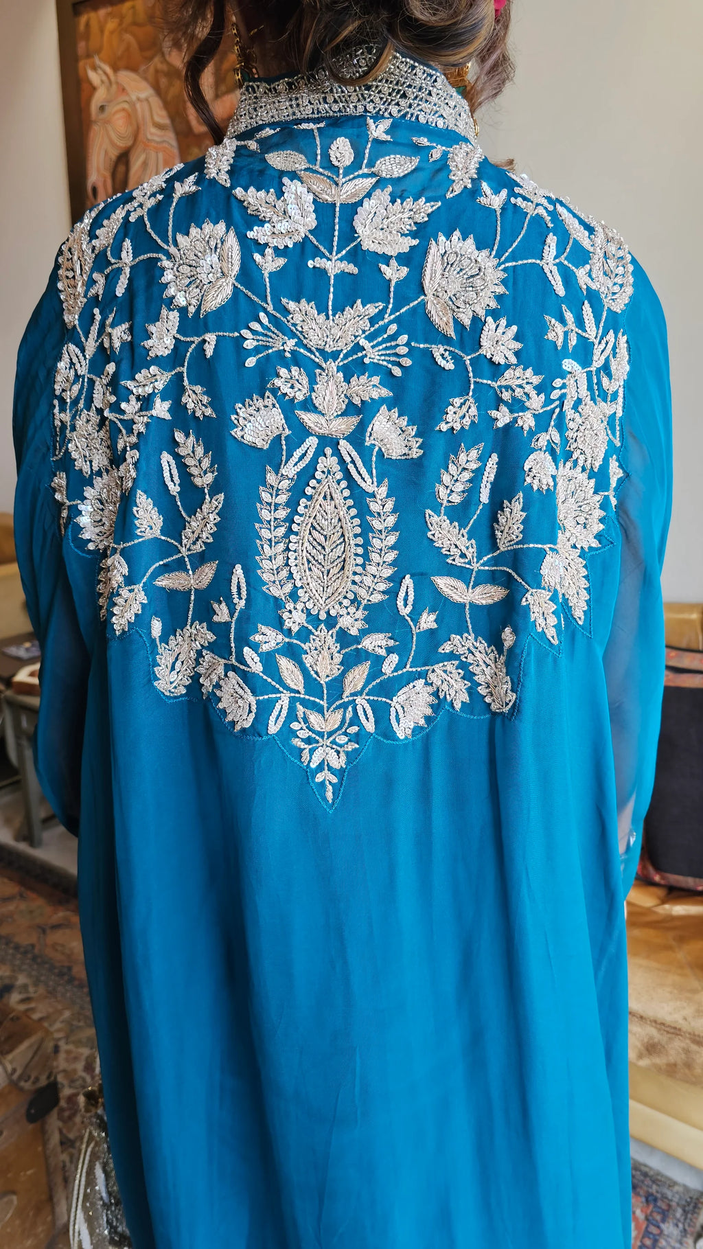 Beautiful Organza & Cotton silk Fusion Outfit with Cudana & Zardozi Handwork