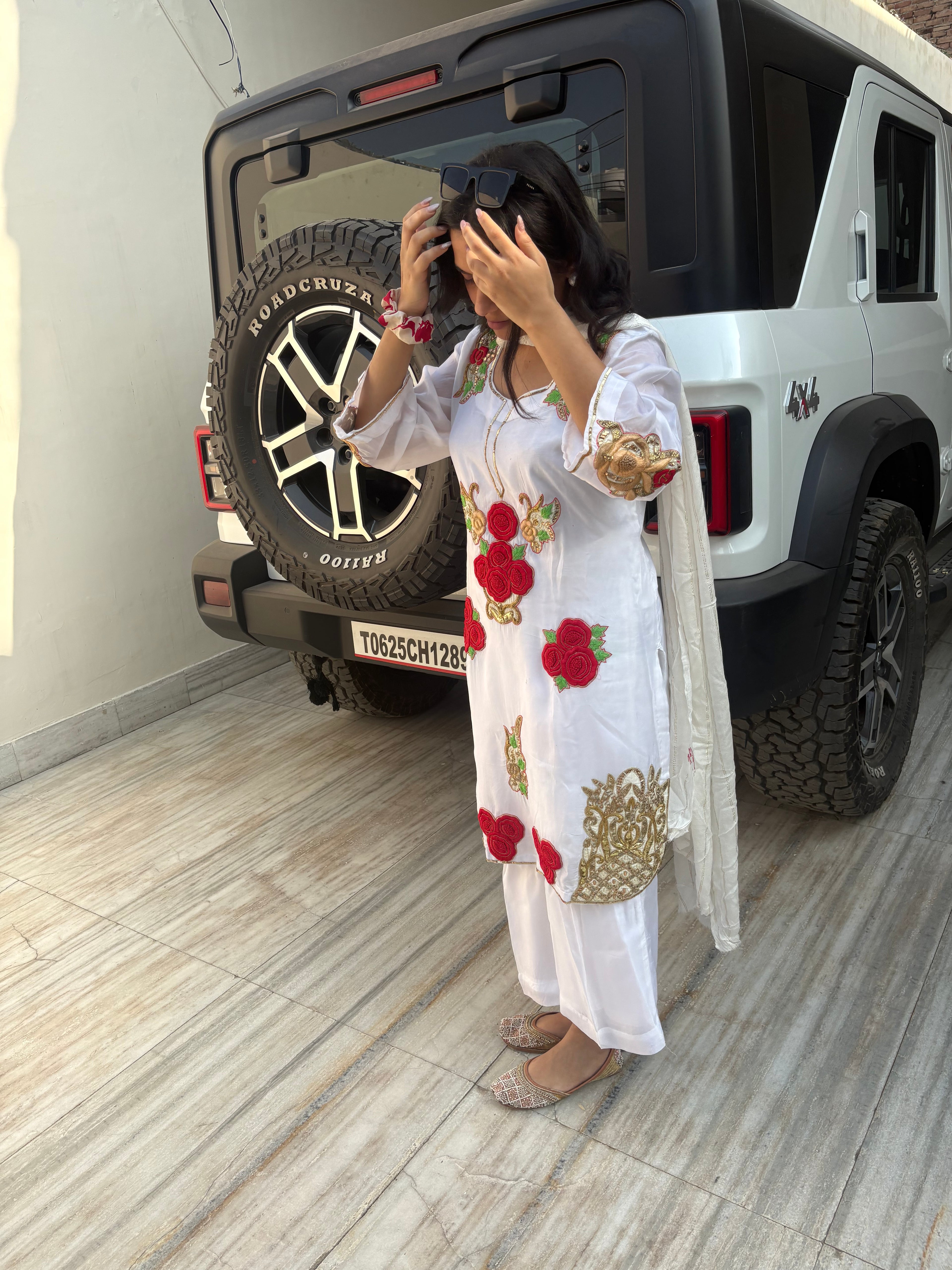 Silk Top With Fusion of Patchwork and Embroidery