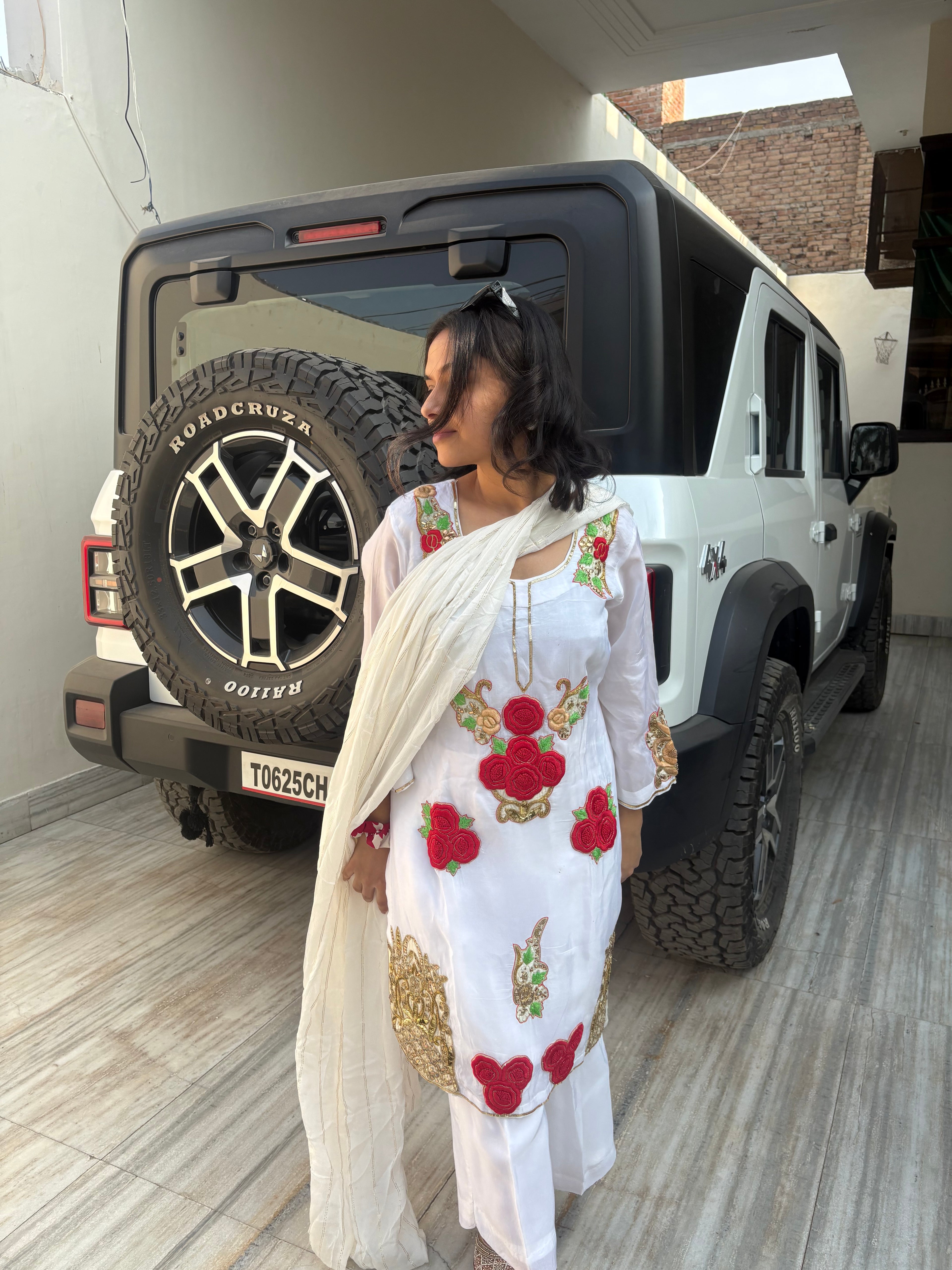 Silk Top With Fusion of Patchwork and Embroidery