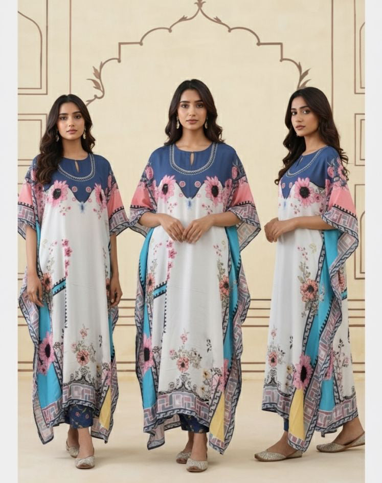 Floral Breeze Kaftan Set – Elegant Comfort in Every Flow 🌸