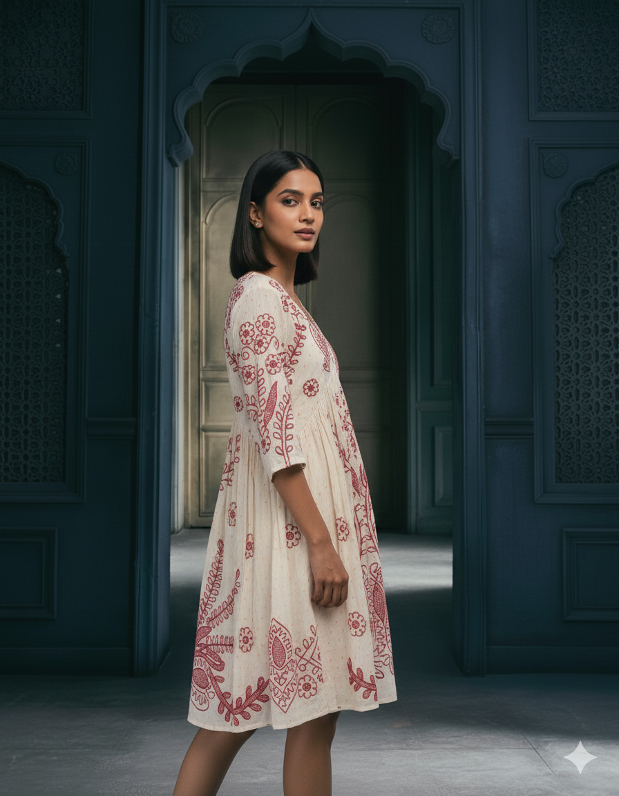 White Embroidered Short Dress